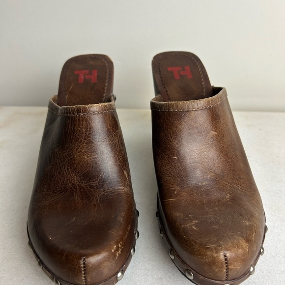 Vintage Brown Leather Studded Clogs Y2K Size 7 1/2 - Picture 3 of 8
